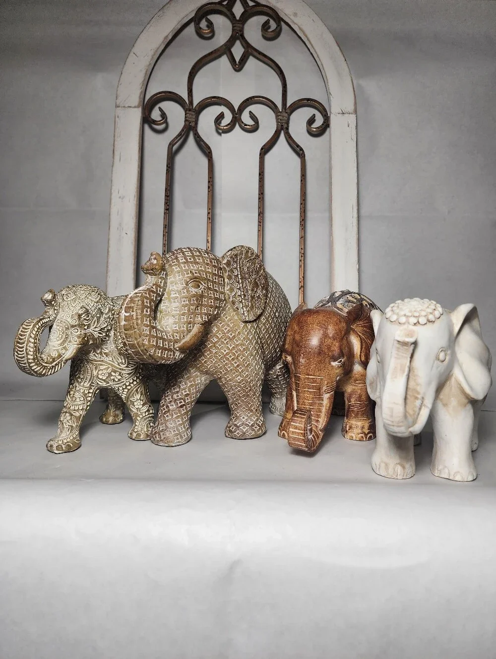 Decorative Elephant Figurine Set - Multi-Tone/Neutral